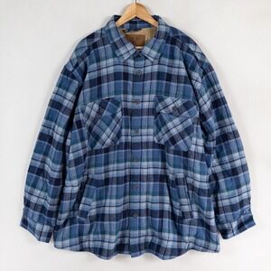 Outdoor Life Flannel Shacket Shirt Jacket Mens XXL Blue Plaid Sherpa Lined NEW